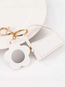 مرآة مدمجة مزخرفة بالزهور مع خيار النص المخصص! مصنوعة من أزهار بريقة متلألئة، مرآة صغيرة محمولة. سهلة التثبيت على الحقائب والحقائب اليدوية الصغيرة المنحنية. سلسلة مفاتيح، سلسلة مفاتيح السيارة، اكسسوارات السفر