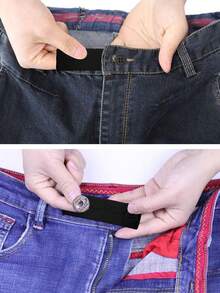 6pcs Adjustable Waistband Extender Buckle, Elastic Button Extenders,Premium Button Extender,Maternity And Overweight Men's Pants Extender,For Loose Pants,Jeans, Trousers, Skirt,Dress,Practical Sewing Tool(Black,White,Blue,Dark Blue,Light Blue) - Multicolor - View 10