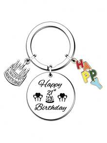 18th Birthday Surprise! Stainless Steel Keychain With Cake Letter Pendant, Creative Gift For Friends, Classmates, Girlfriends - Multicolor - View 14