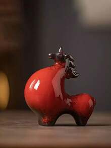 精美唐代陶瓷马雕像 - 多功能室内/室外装饰，适合家居和办公室，完美的家居饰品 - 彩色 - 查看 11