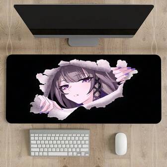 1个动漫少女游戏鼠标垫，大号键盘垫，可爱鼠标垫，带防滑桌垫，大号鼠标垫键盘鼠标垫桌面垫，适用于办公室和家庭