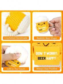1pc's Lovely And Novel Crochet Yellow Cup Shape Conveys Positive Information. This Is A Good Gift For Those Who May Have A Bad Day.