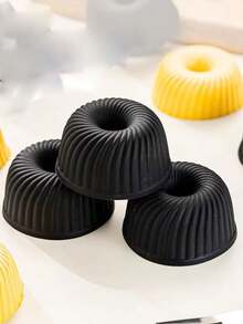 2件套耐热硅胶焦糖布丁模具，烘焙慕斯、焦糖布丁蛋糕甜点工具 - 黑色 - 查看 4