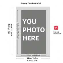 Kit di pittura a diamante personalizzata su misura per adulti, fai da te 5D, arte con punti a forma rotonda/quadrata, con foto, testo e disegno personalizzato, in varie dimensioni (20x25cm), decorazione personalizzata per la casa (Punti rotondi, 30x40cm), kit per adulti, decorazione con pittura a diamanti 5D