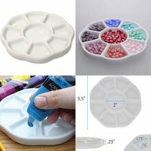 9 Well Porcelain Ceramic Watercolor Paint Palette - Ceramic Mixing Palette Tray Flower Watercolor Dish Gouache Palette For Arts And Crafts Accessories Organizer Mixing Colors 5inch - 9個威爾斯 - 查看 1