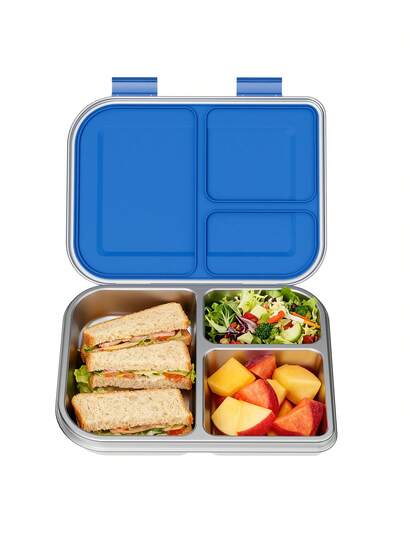 Fiambrera de acero inoxidable – Fiambrera metálica hermética de 3 compartimentos para niños y adultos, duradera y apta para lavavajillas, ideal para la escuela, la oficina y para llevar comidas.