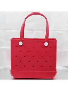 Large Waterproof Washable Tip Proof Durable Open Tote Bag For The Beach Boat Pool Sports,Women's EVA Beach Tote Bag With Ventilation Holes - Lightweight Durable Solid Color Open Top Design For Poolside, Shopping & Picnics - Stylish Holiday Accessory, Beach Bag