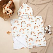 1PC Hooded Baby Towels-Soft & Absorbent Coral Fleece Towel For Comfort & Warm - 24x24 Inches Bath Essential Or Shower Autumn Winter Gift For Newborn And Toddler - Multicolor - View 2