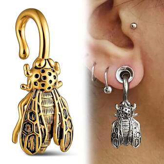 1 adet 316L Paslanmaz Çelik Böcek Kulak Askıları Ağırlıklar Piercing Kadın Erkek Vücut Takıları Ölçüm Aletleri Tıkaçlar Sedye Lob Havalı, Hip Hop Tarzı, Punk Tarzı