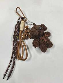 1件手工编织绳熊钥匙扣 - 棕熊钥匙圈 时尚动物吊坠挂绳，适用于成人包包、男女手提包、背包和钥匙 - 装饰熊包钱包挂饰钥匙链配件，熊包挂件包包配件熊吊坠钥匙扣小饰品，情侣及生日、情人节礼物，男女成人皆宜 - 彩色 - 查看 10