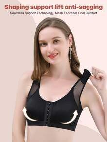 larrycard Women's Black Shaping Tank Top Style Compression Bra, Suitable For Post-Breast Augmentation Surgery Wear - Black - View 4