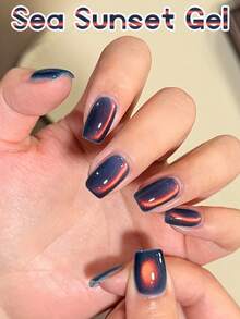 MISS SHAKA 10毫升秋冬美甲海日落琥珀蓝金光水晶玻璃珠猫眼凝胶指甲油美甲沙龙家用DIY超闪美白流行美甲艺术美甲用品 - 彩色 - 查看 3