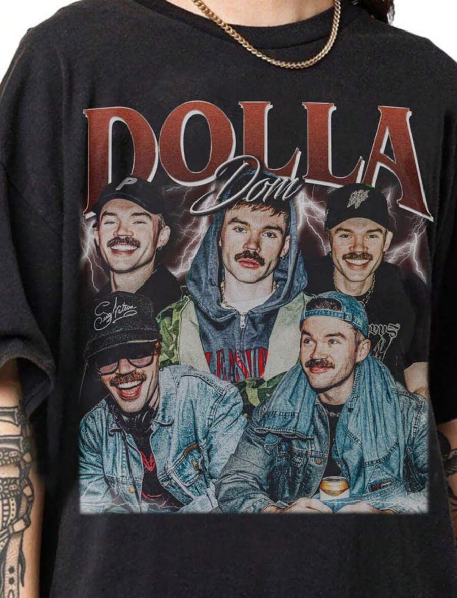 Retro 90s Vintage Dom Dolla Bootleg T-Shirt, Dom Dolla Graphic Retro Tee, Dom Dolla Gifts For Women - 黑色 - 查看 1