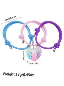 3件套粉色蝴蝶合金吊坠可调节编织友谊手链 - 彩色 - 查看 2