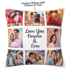1pc Customized Super Soft Multiple Photo Love Text Couple Memorial Throw Pillow Case DIY Personalized Cushion Covers Gift For Boyfriend Girlfriend Graduation - Multicolor - View 13