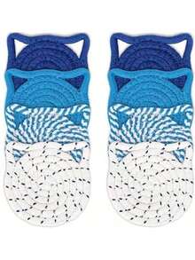 4/8pcs Cat Ear Coasters Set, Handmade Bright Pink Woven Coasters, Non-Slip Absorbent Drink Coasters (With Holder), Home Decor, Gifts For Valentine''s Day And Mother''s Day