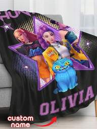 K-Pop Flannel Blanket,Personalized Name Blanket Customized, Soft Multi-Purpose Printed Throw For Sofa Bed Office Home Decor, Perfect Gift For Kpop Fans, Cartoon Pattern Blanket