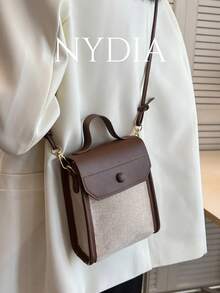 防水、輕盈、商務休閒迷你兩色頂部提把翻蓋方形包適合青少年女孩女大學生、菜鳥和白領，非常適合辦公室、大學、工作、商務、通勤、戶外、旅行、郊遊 - 彩色 - 查看 1