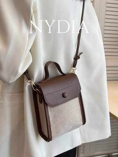 Waterproof,Lightweight,Business Casual Mini Two Tone Top Handle Flap Square Bag For Teen Girls Women College Students,Rookies & White-Collar Workers Perfect For Office,College,Work ,Business,Commute,Outdoors, Travel, Outings