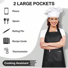 24 Pack Adjustable Bib Apron With 2 Pockets Black Aprons Bulk For Server Adult Women Kitchen Apron Water Oil Resistant Perfect For Restaurant Staff Home Cooks And Food Service Workers In Commercial Kitchens Durable And Practical Design With Easy-Clean Fabric For Daily Use - màu đen - Xem 5