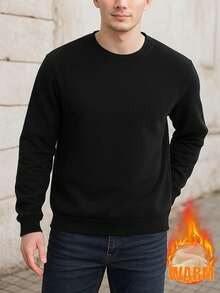 Men's Casual Fashionable Sweatshirt, Outdoor Sports Thermal Lining Thick Jacket, Autumn/Winter - Black - View 7