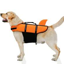 Jaket Pelampung Anjing yang Dapat Diatur, Model Hiu, Daya Apung Tinggi dengan Pegangan Penyelamat, Cocok untuk Anjing Kecil, Sedang, dan Besar untuk Berenang dan Berperahu - Jeruk - View 7