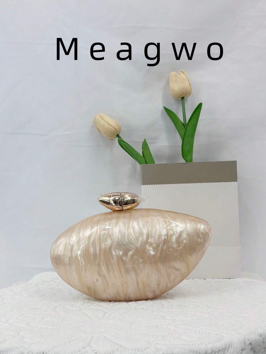 Túi xách Acrylic họa tiết đá cẩm thạch tối giản thời trang, Túi đeo chéo cầm tay độc đáo cá tính thanh lịch - Màu be - Xem 1