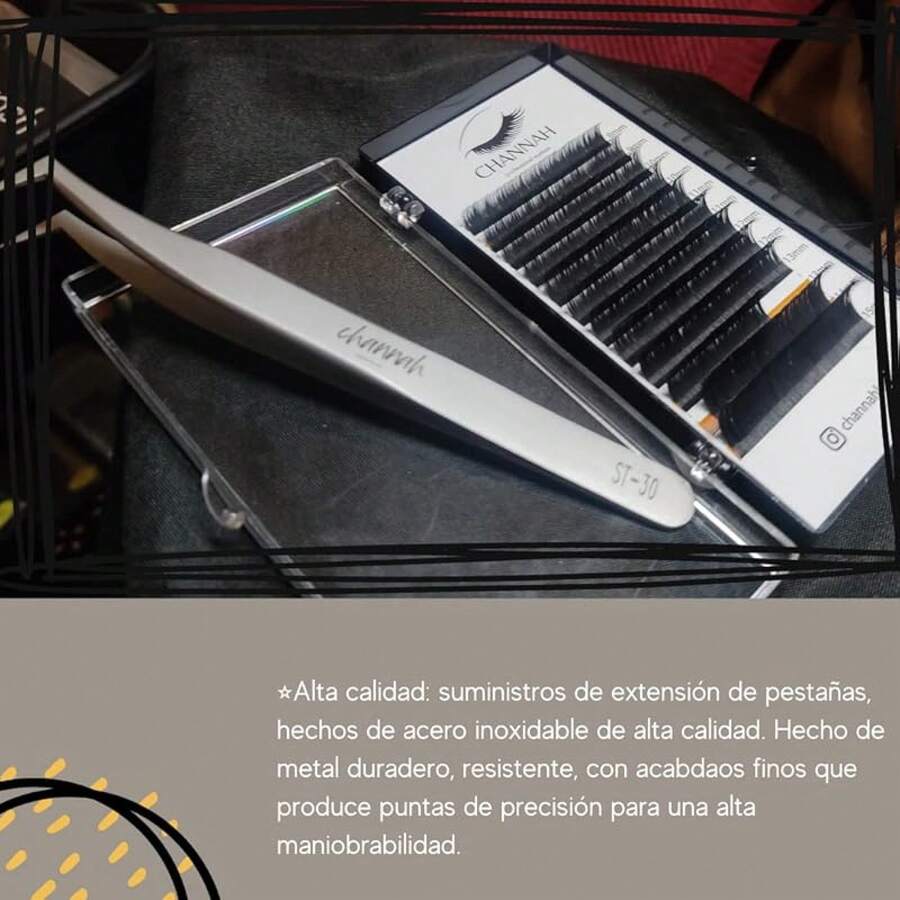 pinzas para extensión de pestañas para aplicación de pestañas, herramienta profesional de aplicación de pestañas curvadas y rectas para extensiones de pestañas - Plateado - Ver 1