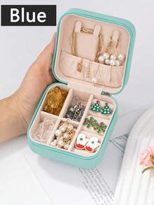 1个旅行双层首饰盒，PU皮革首饰收纳盒，按扣式首饰整理盒，便携式旅行首饰展示盒，多隔层首饰收纳盒，可收纳戒指、吊坠、耳环、项链等，适合海滩、浴室、卧室等场所，是送给女性的时尚礼物、生日礼物、万圣节礼物、圣诞节礼物的理想之选。 - 彩色 - 查看 17