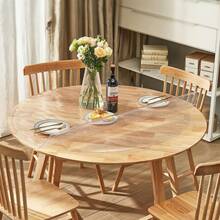 1.0毫米厚高品质圆形PVC桌布，透明，可定制，适用于餐桌、书桌、厨房、地板、派对、秋季、圣诞节等场合。 - 白色 - 查看 5