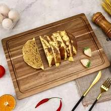 Fashionable Rosewood Cutting Board With Built-In Juice Groove - Multifunctional Cheese Board, Tea Set Snack Tray, Serving Platter For Steak, Bread, Pizza, Meat, Washable Fruit And Vegetable Chopping Board, Essential For Kitchen, Dining Room, Apartment - Brown - View 8