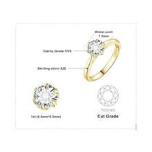 JewelryPalace Classic 0.5-2ct Round Cut Moissanite Solitaire Engagement Rings For Women, 14K White Yellow Rose Gold Plated 925 Sterling Silver Promise Ring, Simulated Diamond Anniversary Rings D-F VVS,YellowGoldPlated55 - 鍍金55 - 查看 3