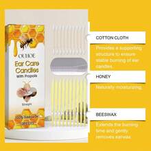 OUHOE 10 件 100% 蜂蜡耳烛套装，舒适双耳温和去除耳垢和滋养耳朵护理，成分：蜂蜜、蜂蜡、蜂胶提取物、棕榈蜡、布、学校、返校、旅行、旅行必需品、家居必需品、耳朵清洁剂
