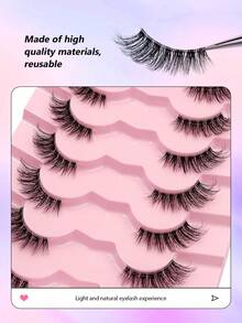 Asiteo 7 Pairs Transparent Half-Strip False Eyelashes, Create Cat Eye Makeup Effect, Elongate Eye Corners, Reusable Faux Mink Lashes Suitable For All Eye Shapes - Half Eye-Thick - View 6
