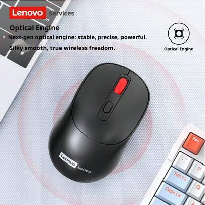 Lenovo Enovo N02 无线鼠标，2.4G 无线连接，4 键，强抗干扰能力，智能睡眠模式，延长电池续航时间，便携式设计，适用于办公、笔记本电脑、台式机和平板电脑。