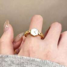 Reverse Clock~ Niche Personalized Design Watch Chain Ring - Gold Watch Ring - View 1