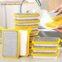 10片装，厨房洗碗海绵，不伤锅刷，家用双面清洁海绵，百洁布，厨房擦洗海绵，清洁用品，清洁工具，圣诞用品 - 彩色 - 查看 3