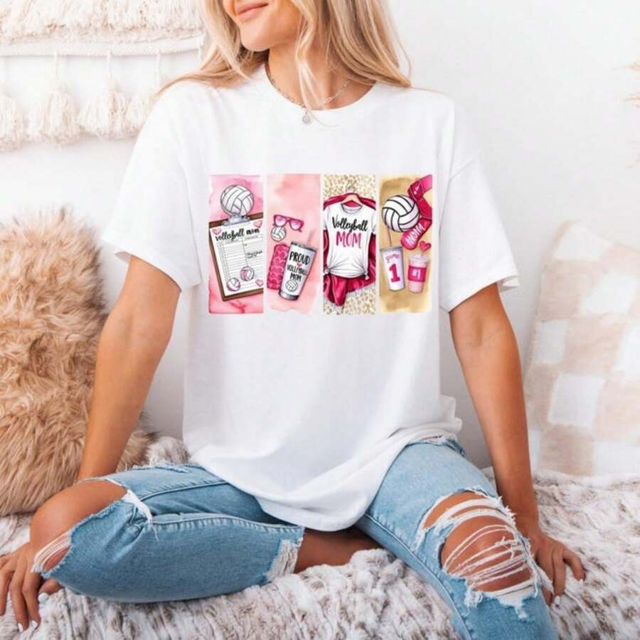 PNG de mamá de voleibol, diseño para sublimación para el día del partido, clipart rosa de mamá deportista, PNG de camiseta de mamá orgullosa de voleibol, diseño para vaso, descarga digital.jpg220g WoM-en's 100% Cotton T-Shirt - Feminine and Comfortable FiT-Suitable for all people, whether woM-en or M-enhigh-quality durable fabric suitable for all seans,ft to the touch but built to lastBreathabletops woM.en fall outfiT.S for woM.en vaC.Ation outfiT.S woM.en halloween costume - Blanco - Ver 1