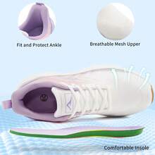 Ecetana All Seasons Platform Pink Sneakers For Women,Lightweight Breathable Tennis Walking Shoes For Women.Lace Up Low Cut Anti Slip Walking Training Shoes, Comfortable Fitness White Shoes, Hiking Or Outdoor Sports Shoes- Perfect For Casual Outdoor Adventures. - 紫粉紅白色 - 查看 4