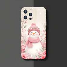 1PC Phone Case ,  Snowman Winter Flowers Pink Scarf , Stylish Phone Case, Phone Decoration, All-around Lens Protection, Creative Small Gift, Funny Gift for Boys and Girls - Schwarz - Übersicht 7