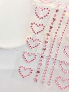 粉色爱心DIY眼部宝石装饰，水钻贴纸，适用于婚礼、派对、音乐会、音乐节、Y2K风格、艺术人体彩绘配件 - 粉色 - 查看 7