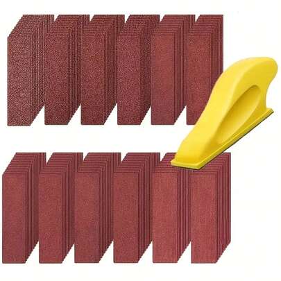 1-121Pcs Kit de Amoladora Manual: Bloque de Pulido Detallado Mini de 3.5" x 1" para Proyectos de Madera y Metal, Papel de Lija con Respaldo Adhesivo