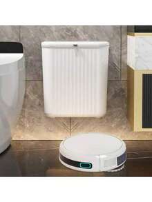 1pc Plastic Wall-Mounted Trash Can, Space-Saving Square Design, 2-In-1 Bathroom Garbage Can With Lid And Toilet Paper Storage, No Electricity Required, Easy Installation - Multicolor - View 8
