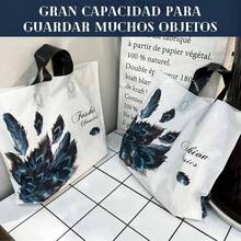BOJOOM Bolsas de Compras Reutilizables para Supermercado Duraderas, Bolsas Plegables Ecolgico de Ligeras con Asas, Bolsa Embalaje Regalo para Boutique Plastico de Gran Capacidad - B - Ver 4