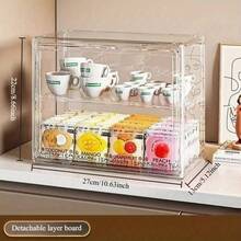Acrylic Display Cabinet With Magnetic Door - Dust-Proof Stackable Kitchen Storage Organizer For Cups, Teapots And Coffee Accessories, See-Through Design, Easy Visibility, Suitable For Home Or Office Use, Kitchen Storage Cabinet, Fashionable Modern Appearance, Durable Plastic Structure, Cabinet Organizer And Storage, Cabinet Storage Organizer, Cabinet Storage Kitchen, Cabinet Organizer, Storage Box, Kitchen Organizer And Storage - Multicolor - View 15