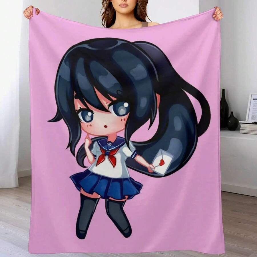 Yandere-Chan Throw Blanket Winter Beds 'S Comforter Hairy Blankets - 黑色 - 查看 1