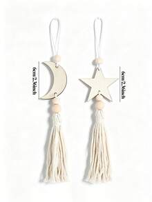 1/2 đồ trang trí treo bằng gỗ hình mặt trăng và ngôi sao cho bữa tiệc Ramadan, đồ trang trí nhà cửa Eid Mubarak, tua rua hạt macrame cho lễ kỷ niệm Eid Al-Fitr Eid Al-Adha - Nhiều màu - Xem 11