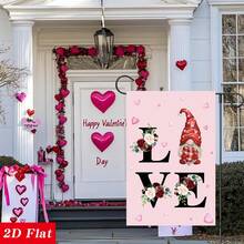 Bandera de jardín del Día de San Valentín de 12*18 pulgadas de doble cara para exteriores con corazón rústico vertical, estilo granja, decoración estacional festiva para el patio - Rojo - Ver 3