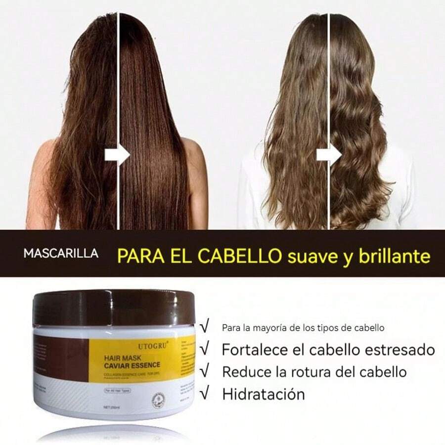 250ml Collagen Hair Care Deep Repair Conditioning Hair Argan Oil Serum for All Hair Types - Amarillo Mostaza - Ver 1