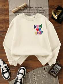 Clothes Autumn And Winter Women's Pattern Print Sweatshirt - Apricot - View 2